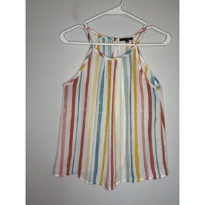 PAPERMOON Stitch Fix Halter Striped Womens XSP Tank Colorful Flowy Keyhole